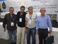 Encontro de gerações diferentes de pesquisadores na Agricultura Irrigada no Encontro de Inovações Tecnológicas na Agricultura Irrigada em Fortaleza (CE) - da esquerda para direita, o professor Abelardo Montenegro (UFRPE), professor Márcio Aurélio (Ufal Arapiraca), professor José Dantas Neto (UFCG), professor José Antonio Frizzone (ESALQ/USP)