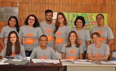 Parte da equipe dos petianos responsável pela orgnização do evento
