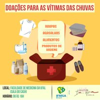 Estudantes de Medicina fazem arrecadação de  doações para as vítimas das enchentes