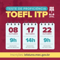 Teste TOEFL será realizado durante este mês na Ufal