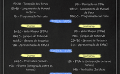 Programação da calourada do curso de Direito