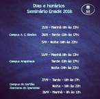 Datas dos seminários do Enade