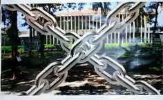 Foto da exposição na Biblioteca Central