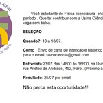 Usina Ciência realiza seleção para bolsista