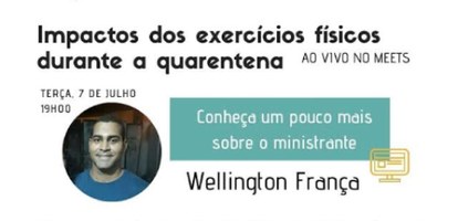 Impactos dos exercícios físicos na quarentena é tema de palestra