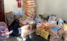 Alimentos arrecadados na gincana