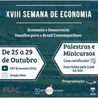 Semana de Economia acontece em edição virtual nos 30 anos do PET