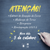 Editais para reopção, reingresso e reintegração serão publicados em outubro