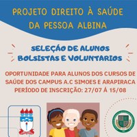 Projeto seleciona bolsistas para ações de saúde da pessoa albina