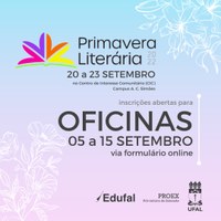 Primavera Literária: evento inscreve para oficinas até 15 de setembro