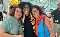 Jeane Amaral (centro), orientadora Lenira Haddad, da Ufal (azul) e co-orientadora Assunção Folque (Universidade de Évora)