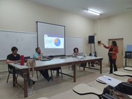 A coordenadora de Pesquisa da Propep, Magna Suzana, durante palestra no Caic (Foto - Deriky Pereira)