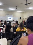 A coordenadora de Pesquisa da Propep, Magna Suzana, durante palestra no Caic (Foto - Deriky Pereira)