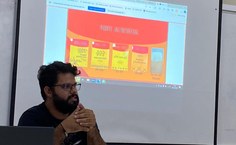 Nicolas apresenta seu trabalho no Caic (Foto: Thiago Toledo)