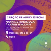 Mestrado em Matemática abre inscrições para discente especial