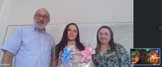 Banca examinadora de mestranda Jaklane Abreu (ao centro), Adelmo Fernandes à esquerda , Sidilene Aquino à direita e Iara Terra de Oliveira (arquivo pessoal)