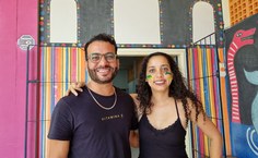 Professor David e a estudante Beatriz Oliveira