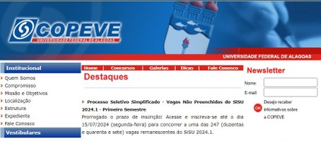 Copeve prorroga inscrições para vagas remanescentes do Sisu