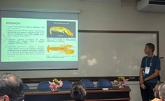 Apresentação do discente de Iniciação Científica Tiago Rodrigues, sobre a morfologia larval aplicada à Taxonomia de camarões.