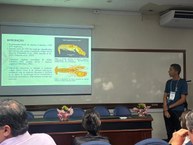 Apresentação do discente de Iniciação Científica Tiago Rodrigues, sobre a morfologia larval aplicada à Taxonomia de camarões.