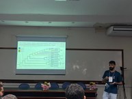 Apresentação do discente de pós-graduação (PPGCA/UFAL), Guilherme D'Avila, sobre desenvolvimento larval de um camarão com potencial para cultivo ornamental