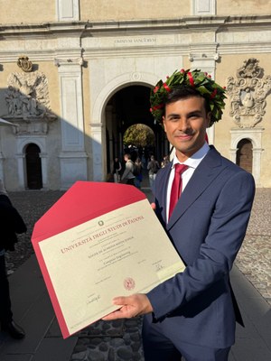 Roger Matos foi laureado com honras e nota máxima em mestrado na Universidade de Padova e já iniciou doutorado em instituição italiana