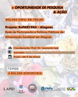 Ufal Arapiraca seleciona bolsistas para projeto sobre alimentação saudável