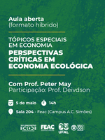 Economia ecológica é tema de aula aberta na Ufal na próxima semana