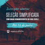 Ufal abre seleção simplificada com 59 vagas remanescentes do Sisu 2026.1