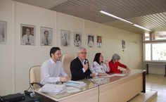 Reitor Eurico Lôbo, vice-reitora Rachel Rocha , a pró-reitora Silvia Cardeal e Tiago Soares, do DAP