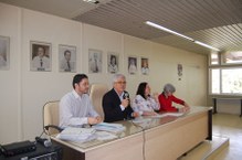 Reitor Eurico Lôbo, vice-reitora Rachel Rocha , a pró-reitora Silvia Cardeal e Tiago Soares, do DAP
