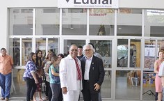 Eraldo Ferraz e o reitor Eurico Lôbo na festa para a comunidade universitária