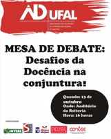 Adufal promove debates em homenagem ao Dia do Professor