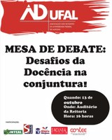 Adufal promove debates em homenagem ao Dia do Professor