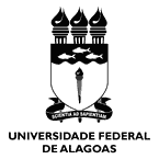 Brasão da Ufal, com nome da Universidade por extenso, em preto e branco