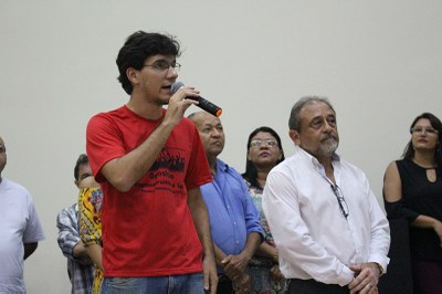 Davi Fonseca e Evilásio Freire, da coordenação geral do Sintufal. Foto: Mariana Madeiro