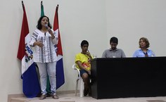 Lenilda Luna, da chapa 1, destacou a luta para as conquistas sociais. Foto: Mariana Madeiro