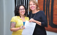 Diretor do DAP, Frederich Ebrahim, durante leitura do termo de Posse. Foto: Thiago Prado.