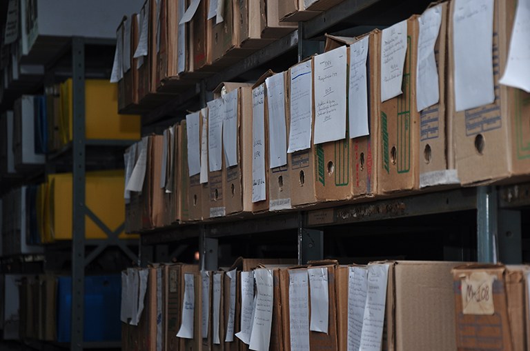 Caixas de documentos do Arquivo Central