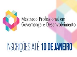 Inscrição para mestrado Profissional em Governança e Desenvolvimento se encerra no dia 10