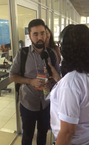 A jornalista Lenilda Luna durante a cobertura da SBPC Alagoas