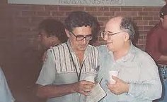 Professor Francisco Vieira Barros (esquerda) com o também matemático, professor Edmilson Pontes. Foto: Arquivo pessoal