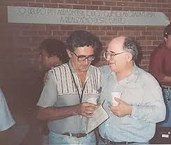 Professor Francisco Vieira Barros (esquerda) com o também matemático, professor Edmilson Pontes. Foto: Arquivo pessoal