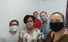 Foto do dia da aprovação do regimento interno inicial da Empresa Bioinsugran Ltda, com os sócios Rafael Navas, Regla Toujaguez, Viviane Dalbon, Juan Pablo Molina e assessor de contabilidade