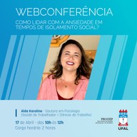 Ansiedade no Isolamento Social é tema de conferência online