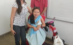 Professora Dolores com o amigo de trabalho, professor Walter Matias, e a estudante Simone