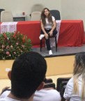 Professora Socorro Dantas conduziu a ginástica laboral com os partrioipantes da Semana do Servidor