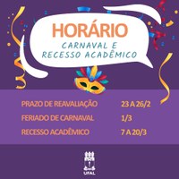 Carnaval e recesso acadêmico, saiba como fica o calendário na Ufal