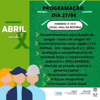 Progep promove programação do Abril Verde nesta quarta-feira