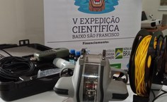 A sonda multiparamétrica e o ROV atraíram curiosos ao estande da Expedição. Foto: Rose Ferreira